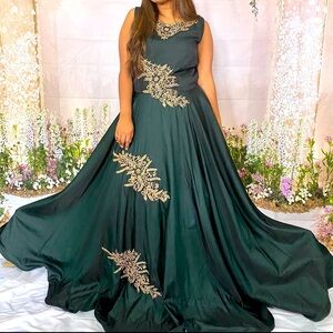 Indian or western dress. Olive Green. Handmade by NR design. Only one piece.